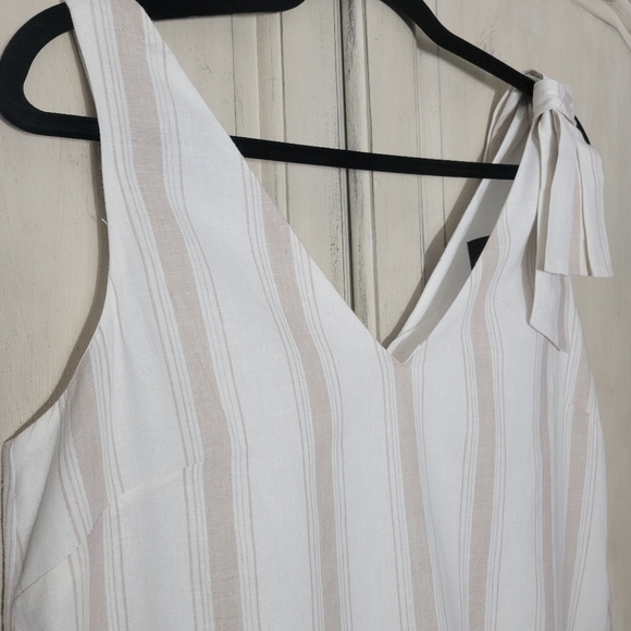 NWT Alex Marie Elena Stripe Linen Blend Neutral Sleeveless Bow Shift Dress *sz S - Picture 14 of 16